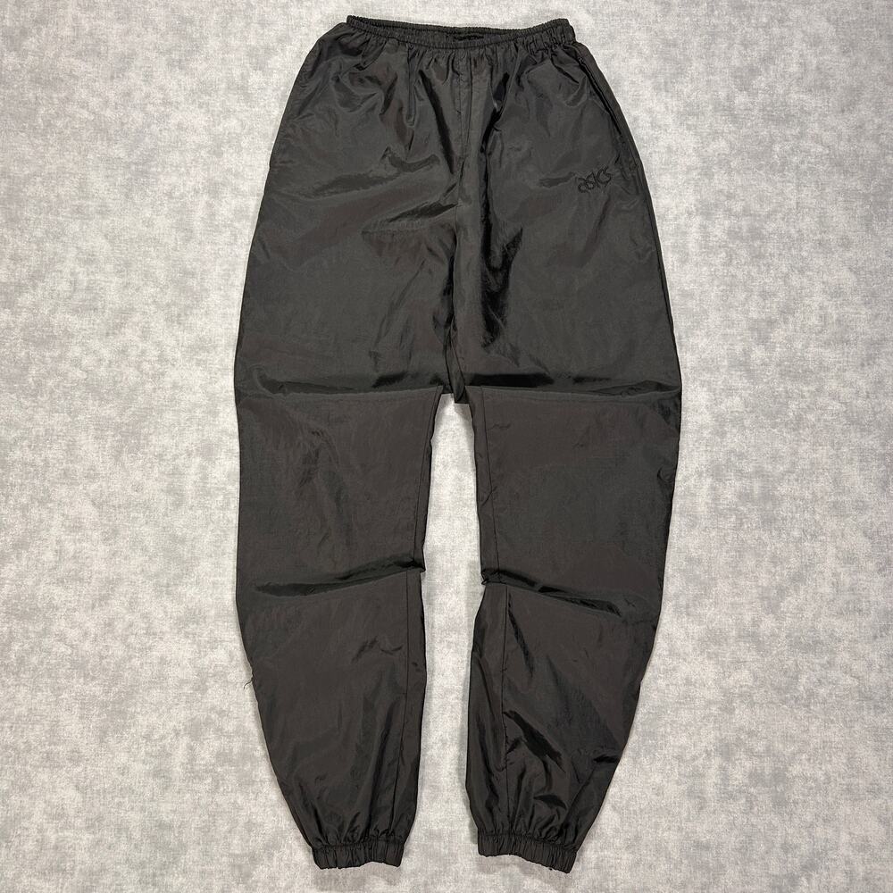 VTG 90s Asics black nylon windbreaker track pants streetwear active mens M